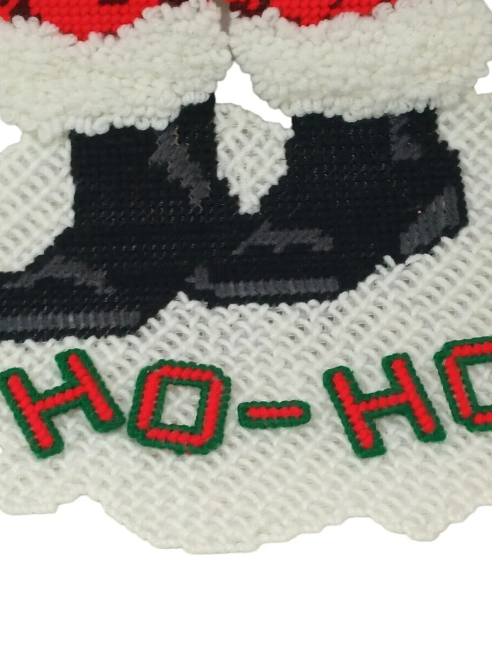 VTG Christmas Door Hanger Santa Needlepoint Plastic Canvas Art Handmade 24